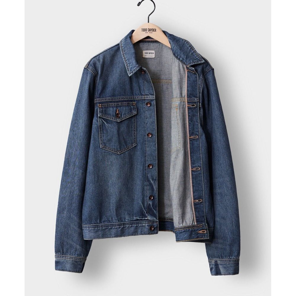 Todd Snyder Selvedge Denim Trucker Jacket Men's Small DYLAN Jean Medium Wash NWT